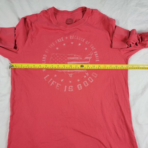 Life Is Good Mens Small Red Shirt Land Of The Free Because Of The Brave Graphic - Picture 6 of 9